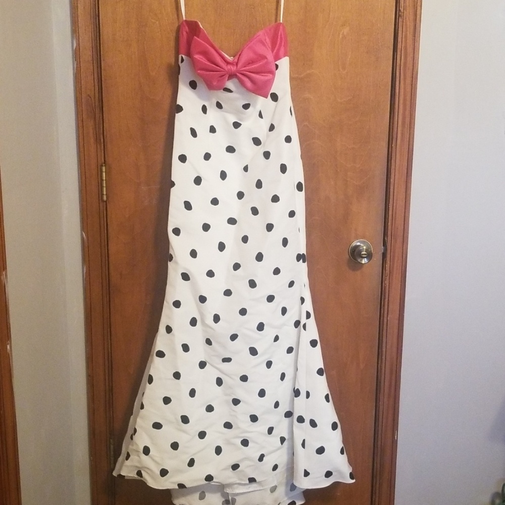 Jovani Pink and Polka Dot Prom Dress